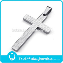2016 nouveau design en ligne de haute qualité en acier inoxydable 316L argent verset biblique croix pendentif avec la prière du Seigneur